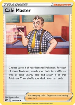 Café Master Pokemon card from Brilliant Stars, card number 133