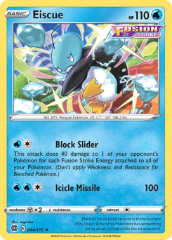 Eiscue Pokemon card from Brilliant Stars, card number 44