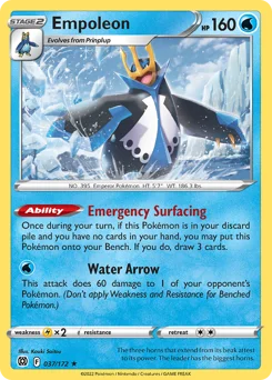 Empoleon Pokemon card from Brilliant Stars, card number 37