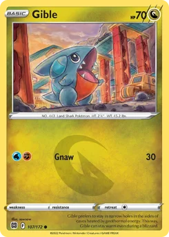 Gible Pokemon card from Brilliant Stars, card number 107
