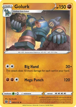 Golurk Pokemon card from Brilliant Stars, card number 83