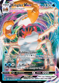 Kingler VMAX Pokemon card from Brilliant Stars, card number 29