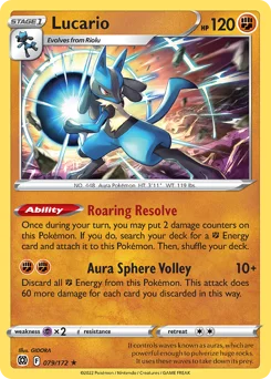 Lucario Pokemon card from Brilliant Stars, card number 79