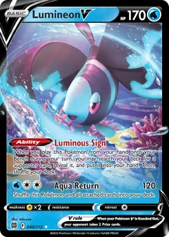 Lumineon V Pokemon card from Brilliant Stars, card number 40