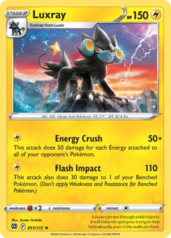 Luxray Pokemon card from Brilliant Stars, card number 51