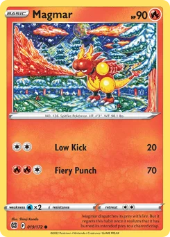 Magmar Pokemon card from Brilliant Stars, card number 19
