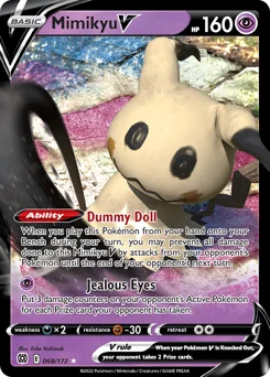 Mimikyu V Pokemon card from Brilliant Stars, card number 68