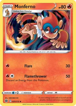 Monferno Pokemon card from Brilliant Stars, card number 25
