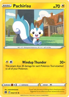 Pachirisu Pokemon card from Brilliant Stars, card number 52