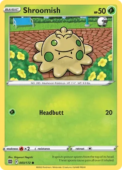 Shroomish Pokemon card from Brilliant Stars, card number 3