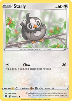 Starly Pokemon card from Brilliant Stars, card number 117