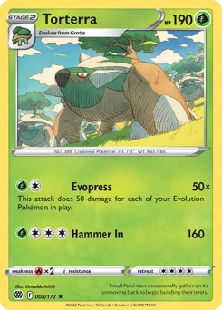 Torterra Pokemon card from Brilliant Stars, card number 8