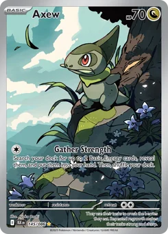 Axew Pokemon card from Black Bolt, card number 145