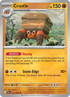 Crustle Pokemon card from Black Bolt, card number 52