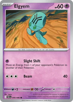 Elgyem Pokemon card from Black Bolt, card number 40