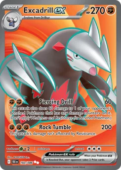 Excadrill ex Pokemon card from Black Bolt, card number 160