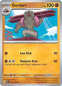 Gurdurr Pokemon card from Black Bolt, card number 48