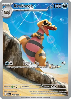 Krokorok Pokemon card from Black Bolt, card number 136