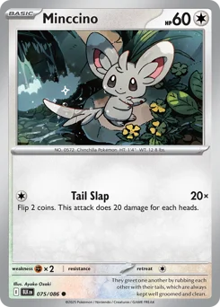Minccino Pokemon card from Black Bolt, card number 75