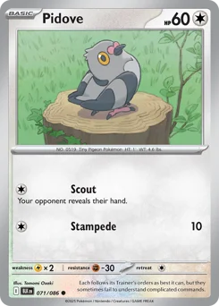 Pidove Pokemon card from Black Bolt, card number 71