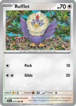 Rufflet Pokemon card from Black Bolt, card number 77