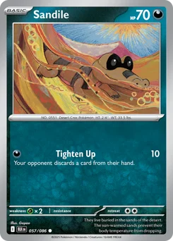 Sandile Pokemon card from Black Bolt, card number 57