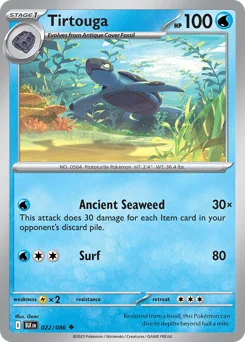 Tirtouga Pokemon card from Black Bolt, card number 22