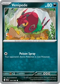 Venipede Pokemon card from Black Bolt, card number 54