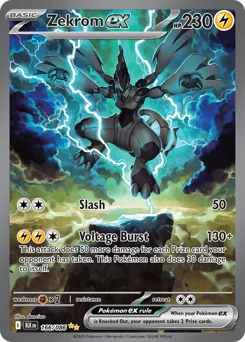 Zekrom ex Pokemon card from Black Bolt, card number 166