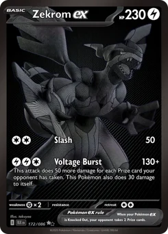 Zekrom ex Pokemon card from Black Bolt, card number 172